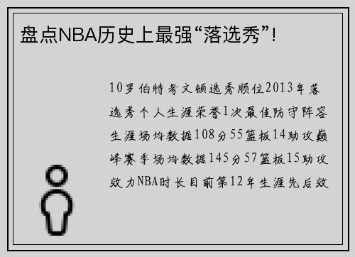 盘点NBA历史上最强“落选秀”!
